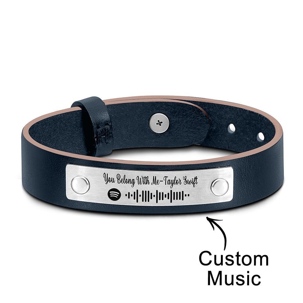 Custom Soundwaves Bracelet Leather Creative Music Gifts - Myphotowallet