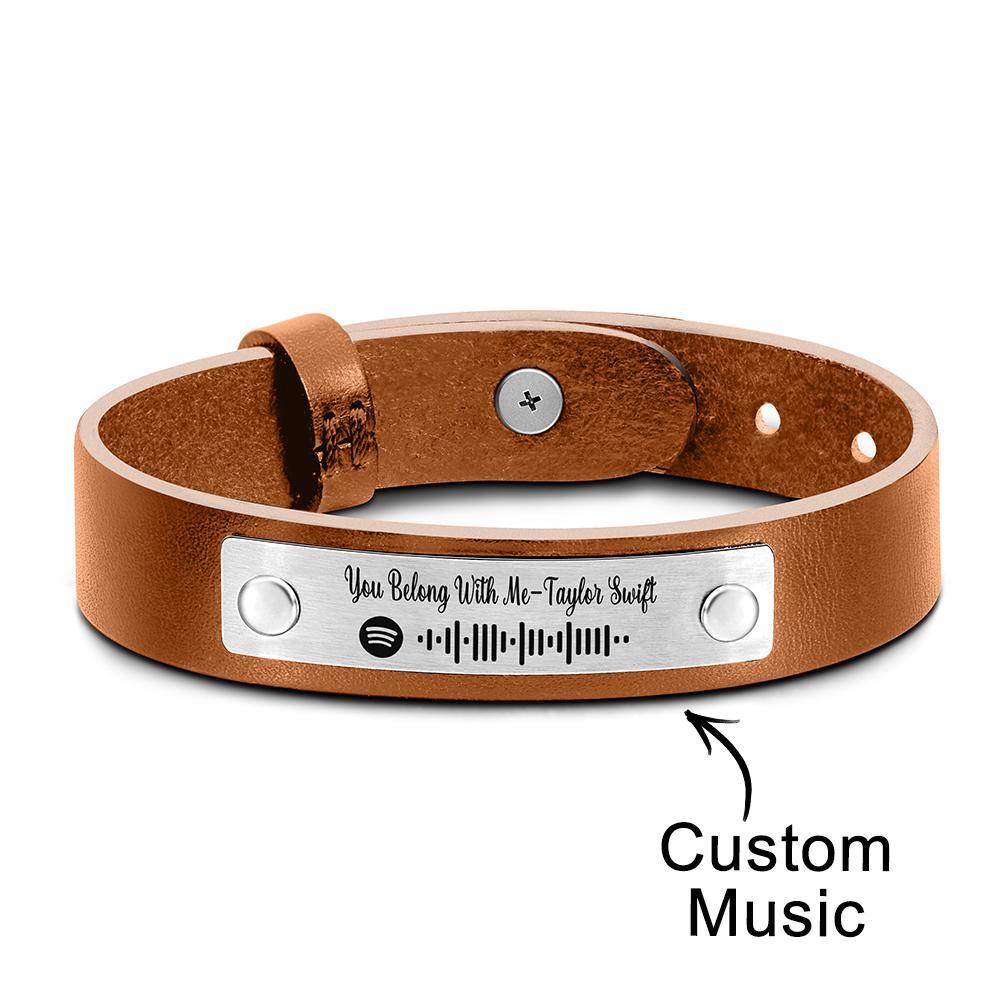 Custom Soundwaves Bracelet Leather Creative Music Gifts - Myphotowallet