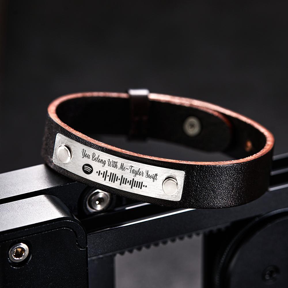 Custom Soundwaves Bracelet Leather Creative Music Gifts - Myphotowallet