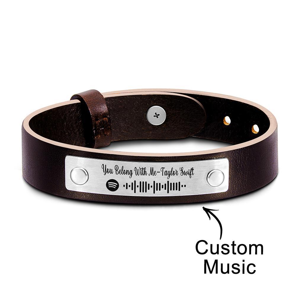Custom Soundwaves Bracelet Leather Creative Music Gifts - Myphotowallet