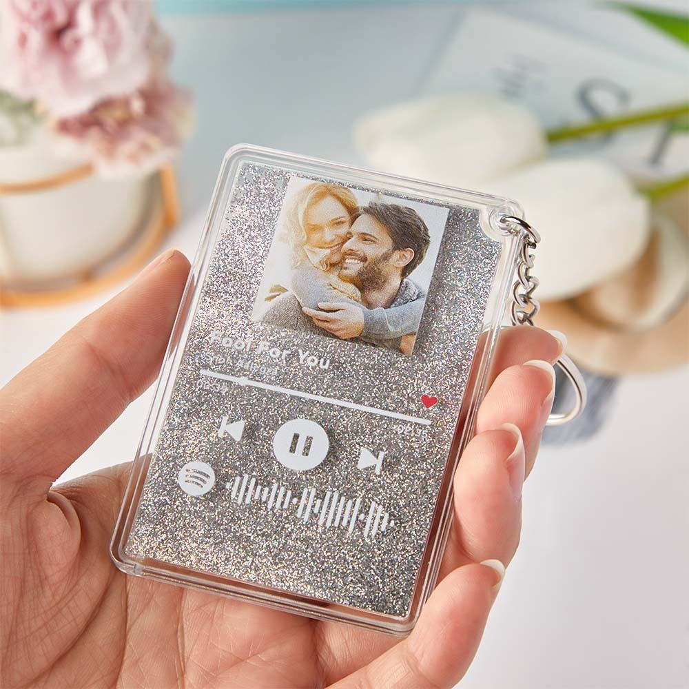Scannable Spotify Code Quicksand Plaque Keychain Lamp Music and Photo Acrylic Gifts for Her - Myphotowallet