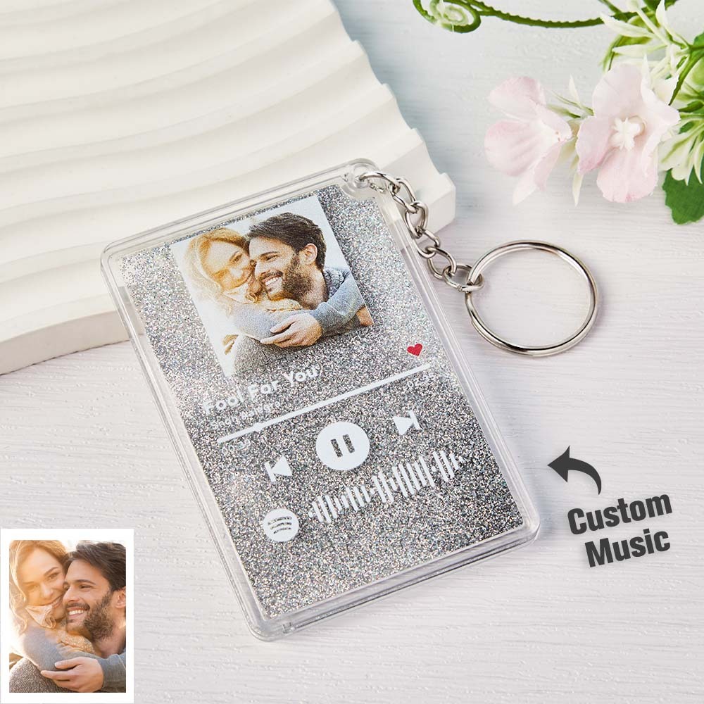 Scannable Spotify Code Quicksand Plaque Keychain Lamp Music and Photo Acrylic Gifts for Her - Myphotowallet