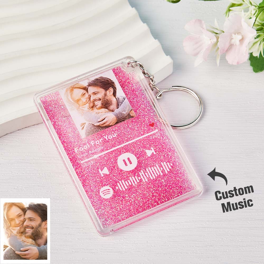 Scannable Spotify Code Quicksand Plaque Keychain Lamp Music and Photo Acrylic Gifts for Her - Myphotowallet