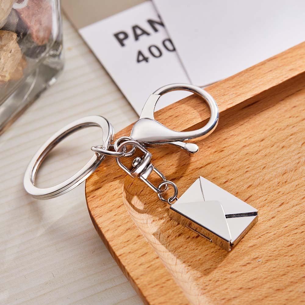 Custom Photo Keychain Mail Envelope Picture Key Ring Locket Gifts - Myphotowallet