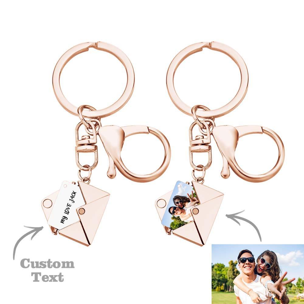 Custom Photo Keychain Mail Envelope Picture Key Ring Locket Gifts - Myphotowallet