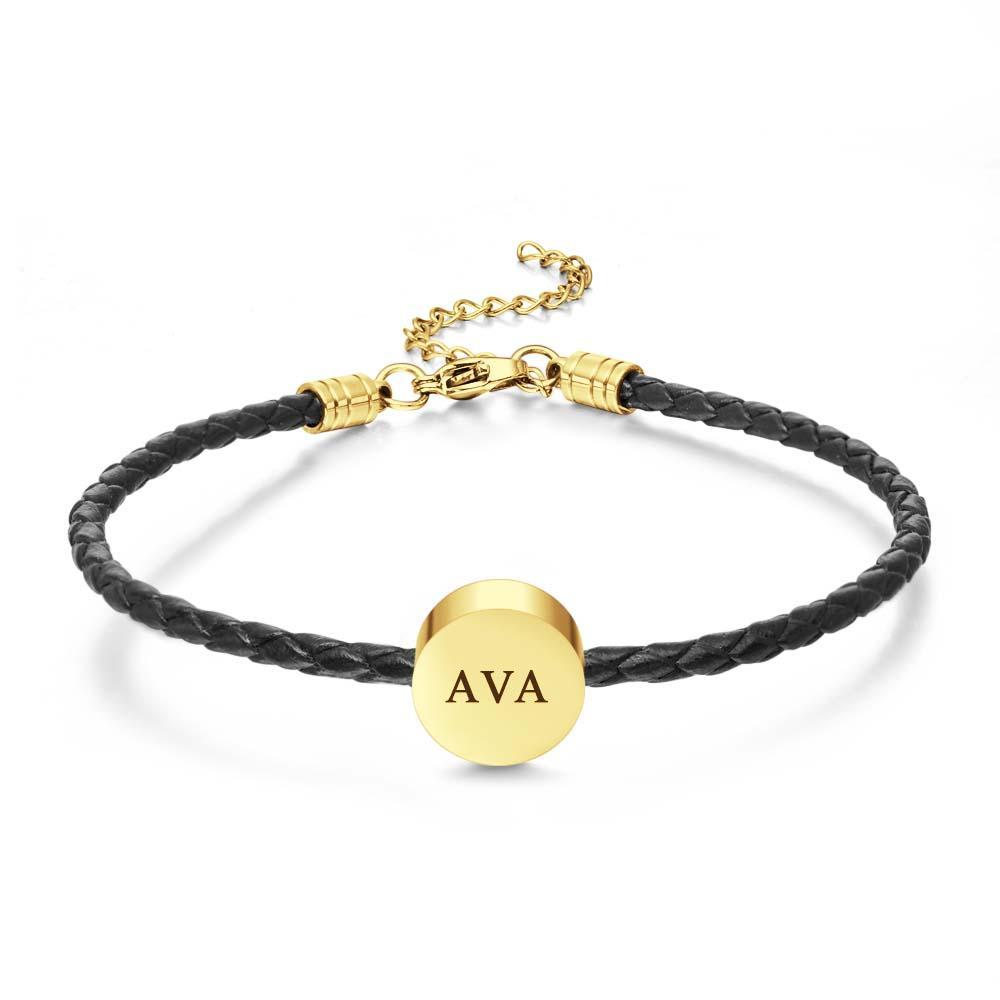 Personalized Engraved Leather Bracelet Custom Initials Date Vintage Bracelet For Men - Myphotowallet