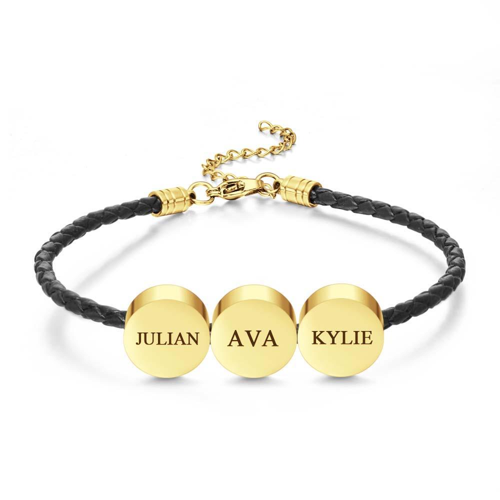 Personalized Engraved Leather Bracelet Custom Initials Date Vintage Bracelet For Men - Myphotowallet
