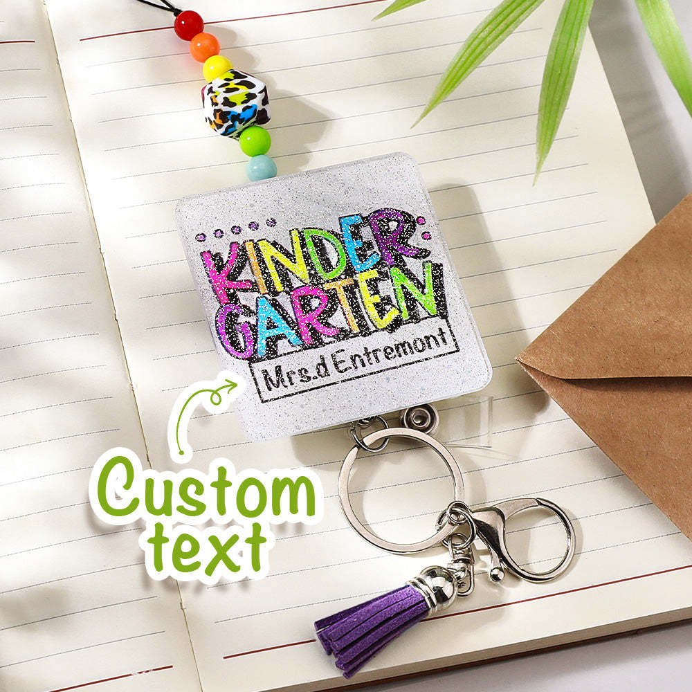 Personalized Glitter Acrylic Beaded Tassel Lanyard with Name Appreciation Graduation Gift for Teacher -
