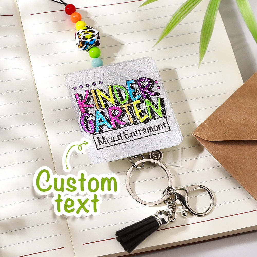 Personalized Glitter Acrylic Beaded Tassel Lanyard with Name Appreciation Graduation Gift for Teacher -