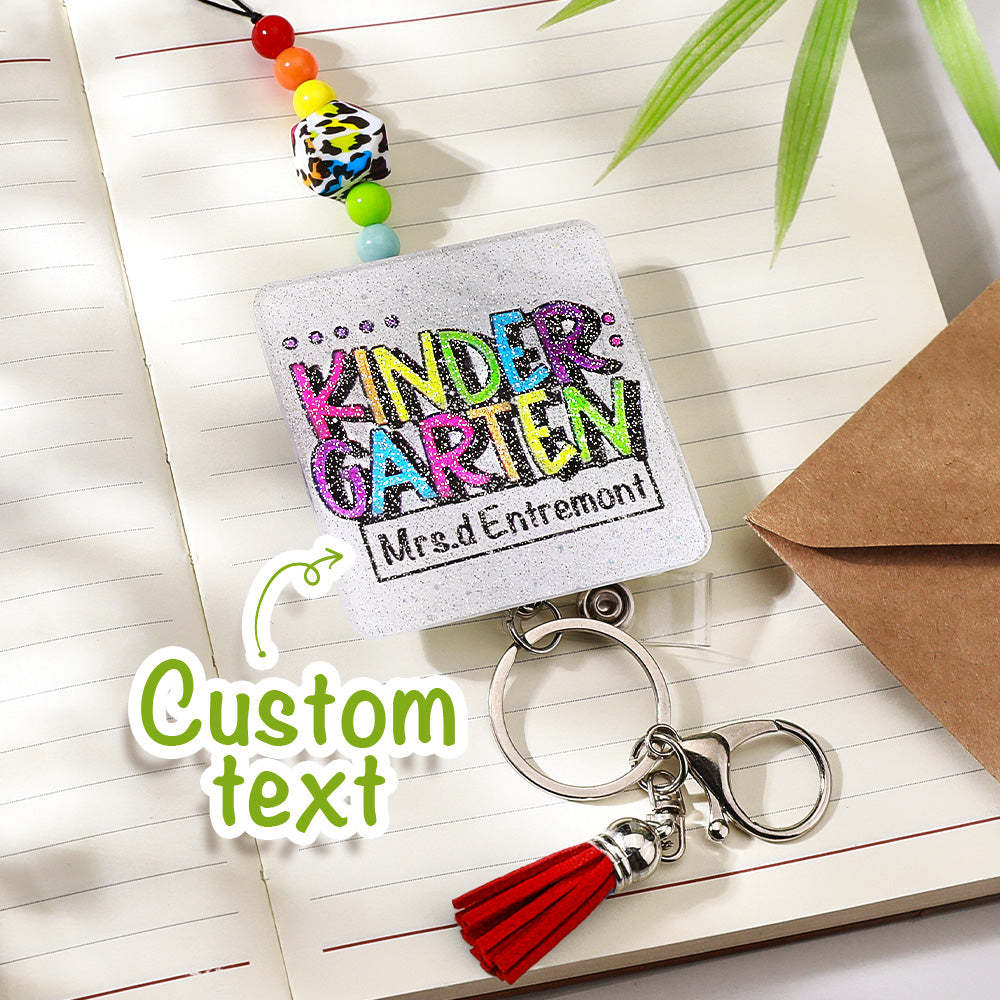 Personalized Glitter Acrylic Beaded Tassel Lanyard with Name Appreciation Graduation Gift for Teacher -