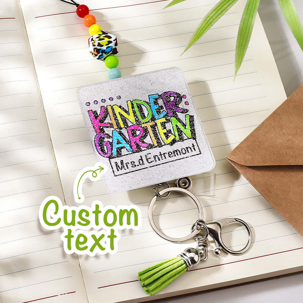 Personalized Glitter Acrylic Beaded Tassel Lanyard with Name Appreciation Graduation Gift for Teacher -
