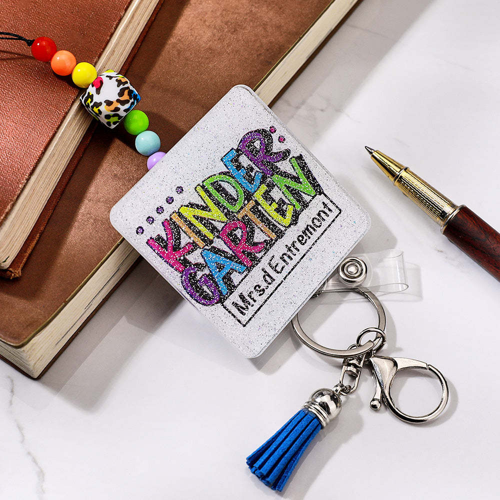 Personalized Glitter Acrylic Beaded Tassel Lanyard with Name Appreciation Graduation Gift for Teacher -