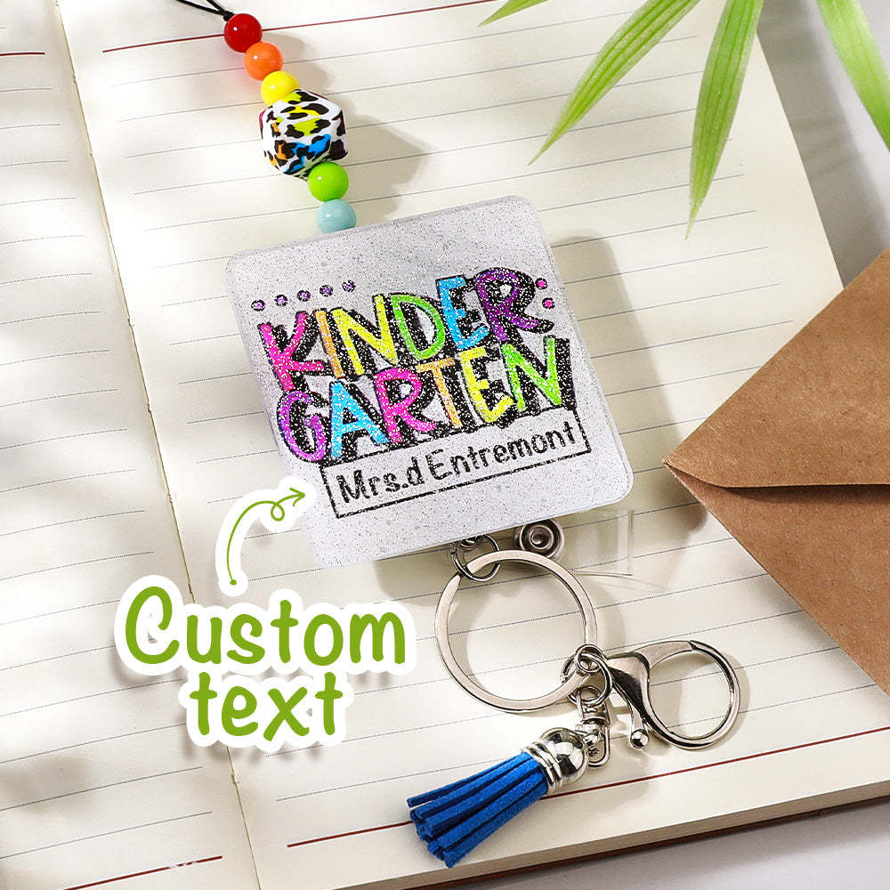 Personalized Glitter Acrylic Beaded Tassel Lanyard with Name Appreciation Graduation Gift for Teacher -