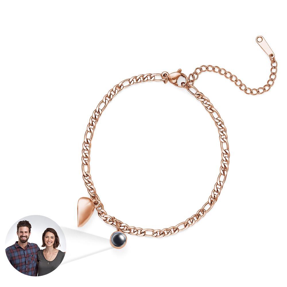 Custom Projection Bracelet Couple Magnetic Heart Gift for Couple - 