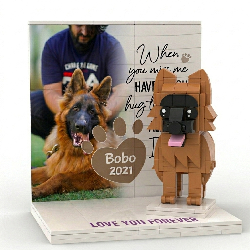 Personalized Pet Brick Figure Full Body Custom Dog with Photo – Unique Father’s Day Gift for Pet Lovers
