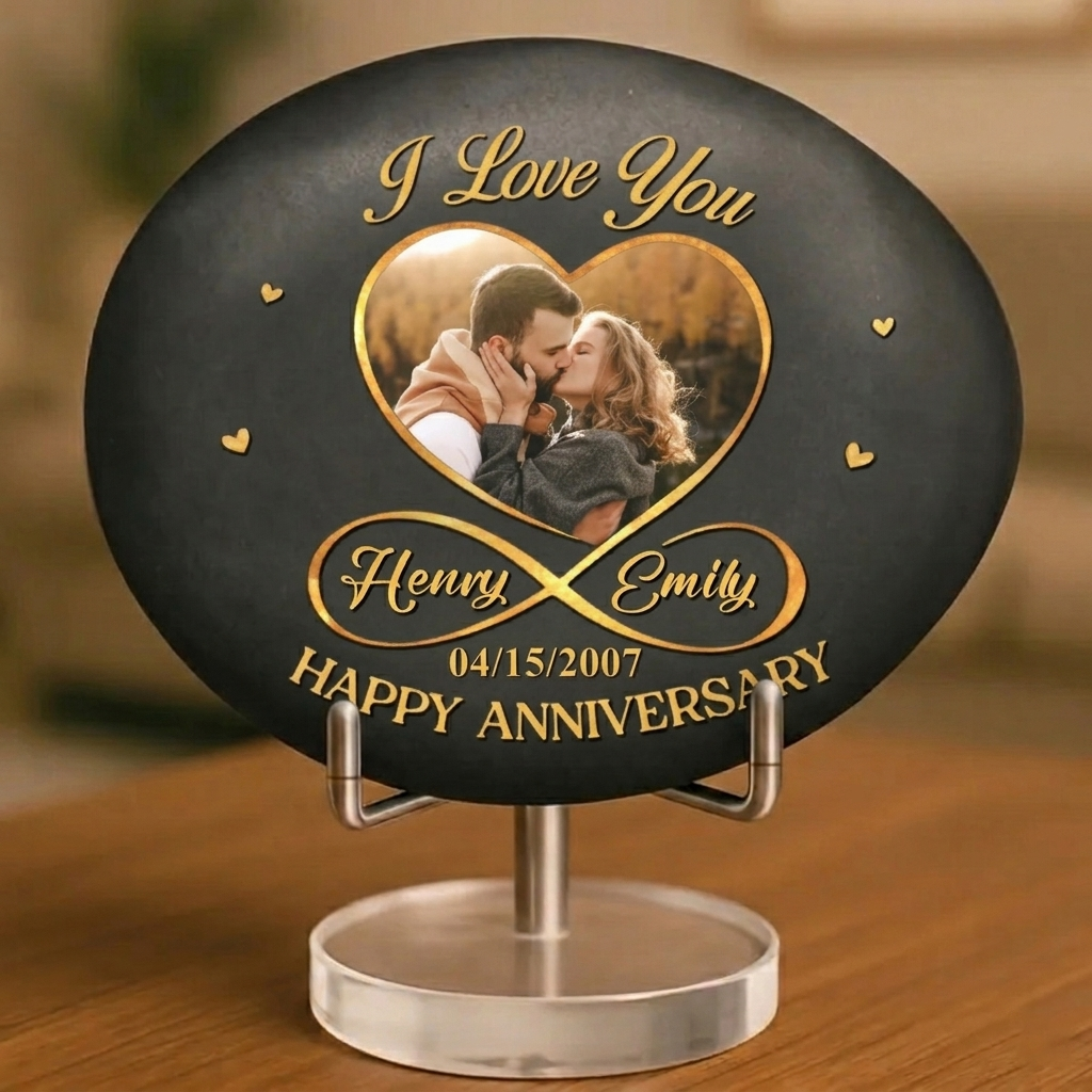Custom Printed Rock Personalized Anniversary Wedding Gifts For Husband And Wife, Him And Her - 