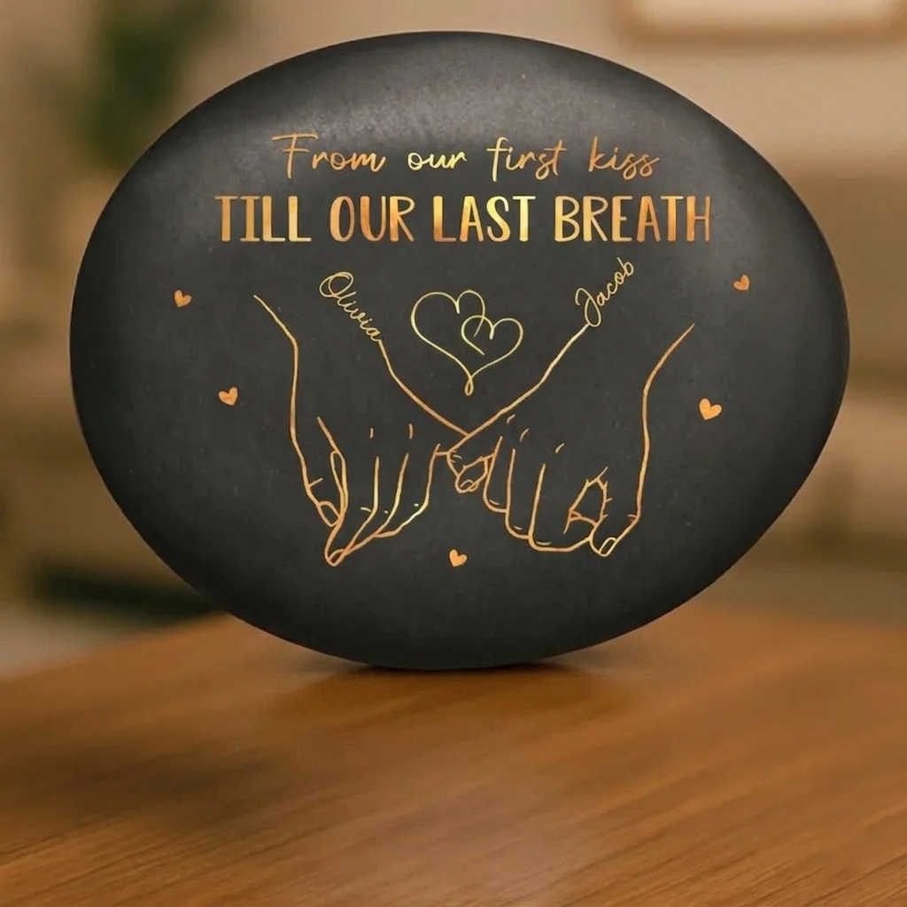 Custom Printed Rock Personalized Anniversary Wedding Gifts For Husband And Wife, Him And Her - 