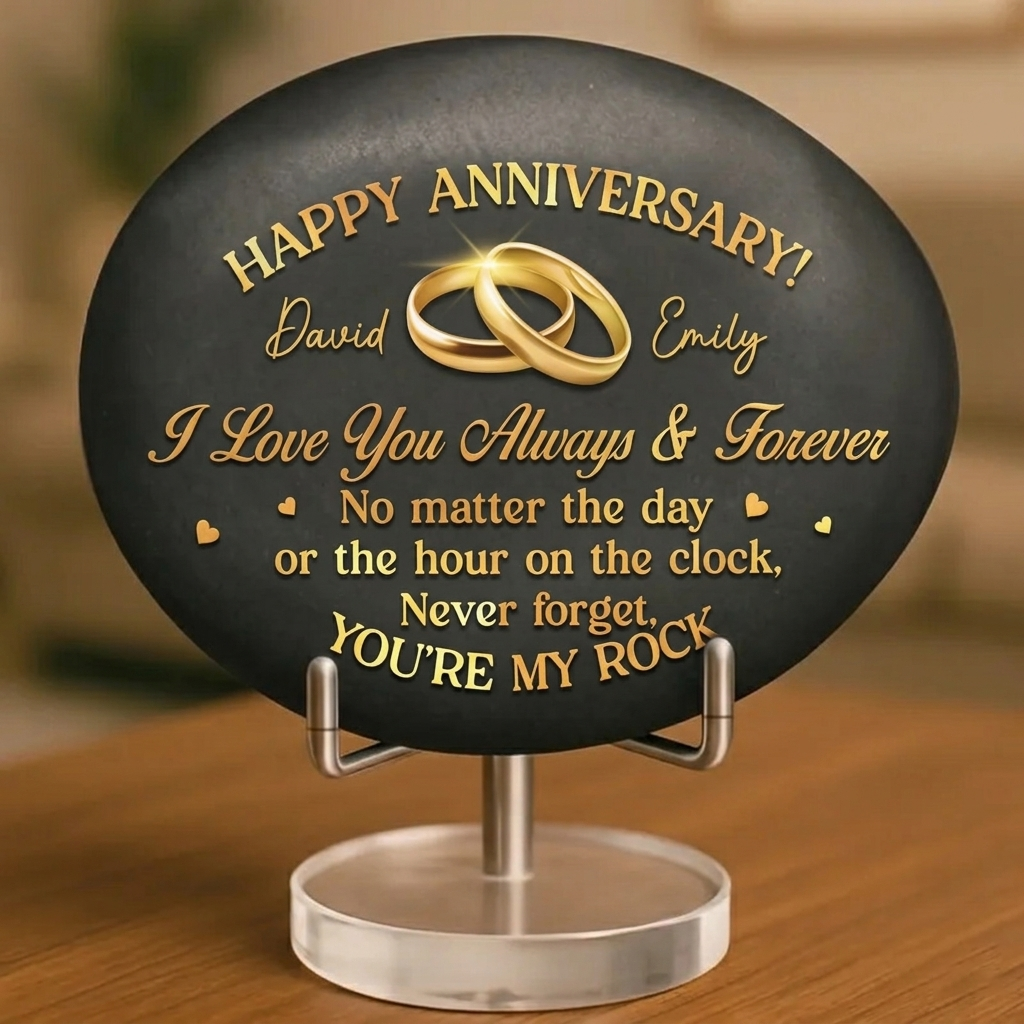 Custom Printed Rock Personalized Anniversary Wedding Gifts For Husband And Wife, Him And Her - 
