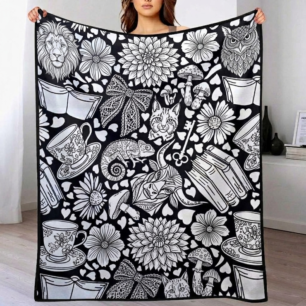 DIY Drawing Blanket (Optional 24-Color Marker Set) Create Your Art Blanket Washable Keepsake Blanket for Kids & Adults