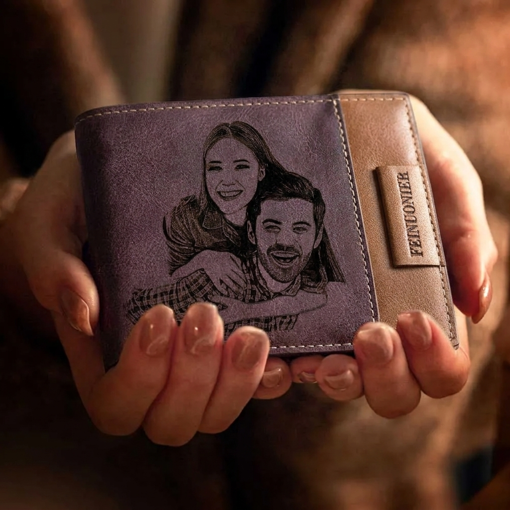 Gift for Him Men's Wallet Photo Wallet Gift for Him Custom Photo Engraved Wallet Personalized Photo Wallet Love Gifts Father's Day gift