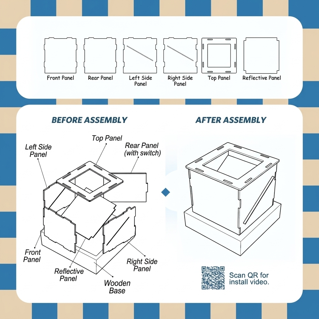 Holographic-style Illusion Lumina Boxes Custom Pet Digital Hologram House with Wooden Base Custom Merry Video With Text