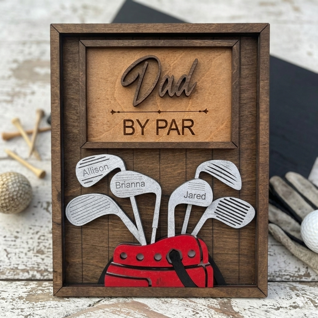 Personalized Dad or Grandpa Golf Sign | Best Dad by Par Fathers Day Golfing Gift for Daddy | Papa Pops Pappy | Golf Lover Custom Present
