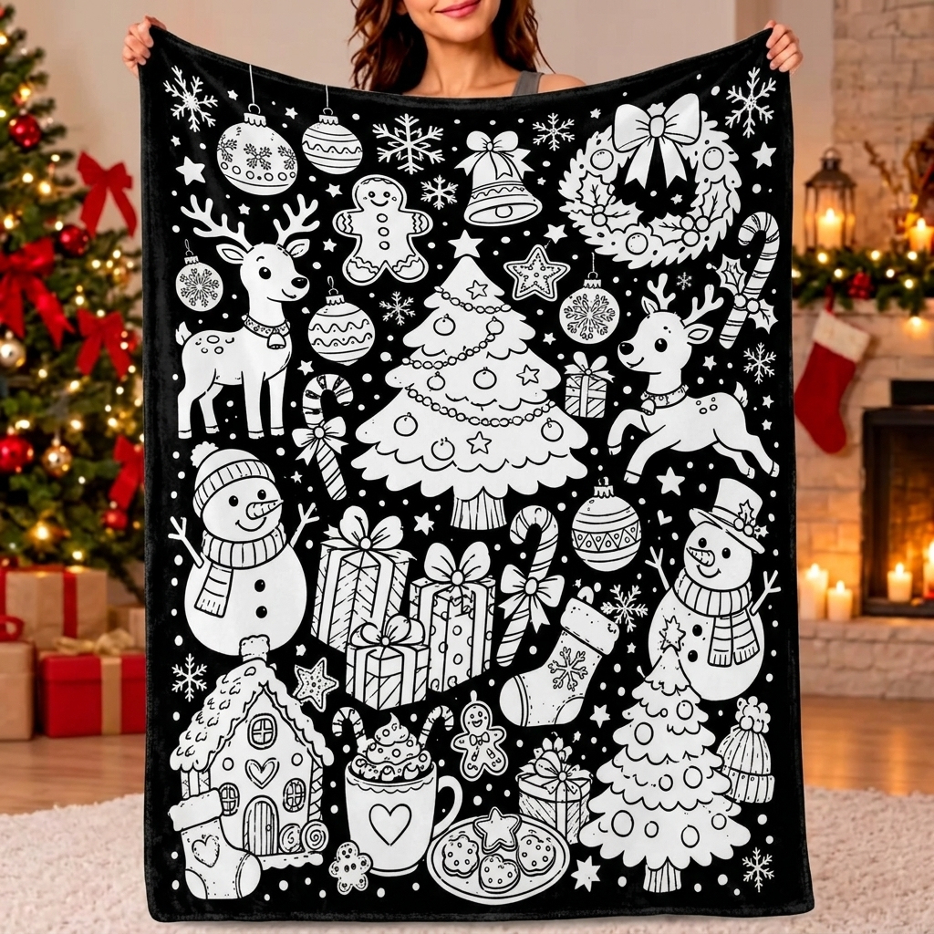 DIY Drawing Blanket (Optional 24-Color Marker Set) Create Your Art Blanket Washable Keepsake Blanket for Kids & Adults - 