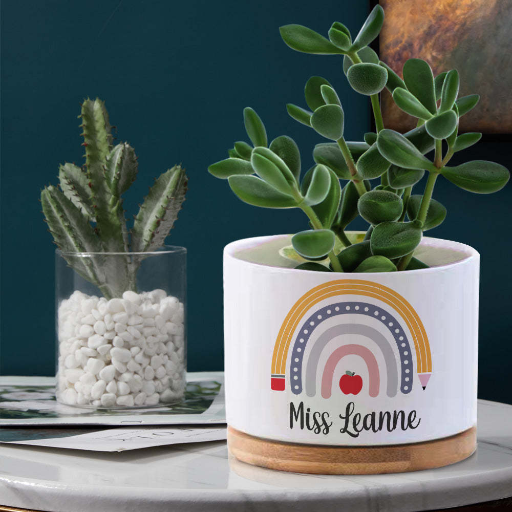 Personalized Teacher Flower Pot Rainbow Planter Back to School Gift for Teacher - Myphotowallet
