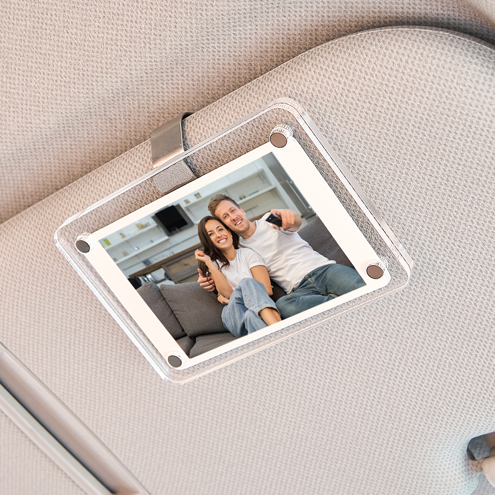 Personalized Car Photo Holder – Custom Sun Visor Clip | Couple Gift - 