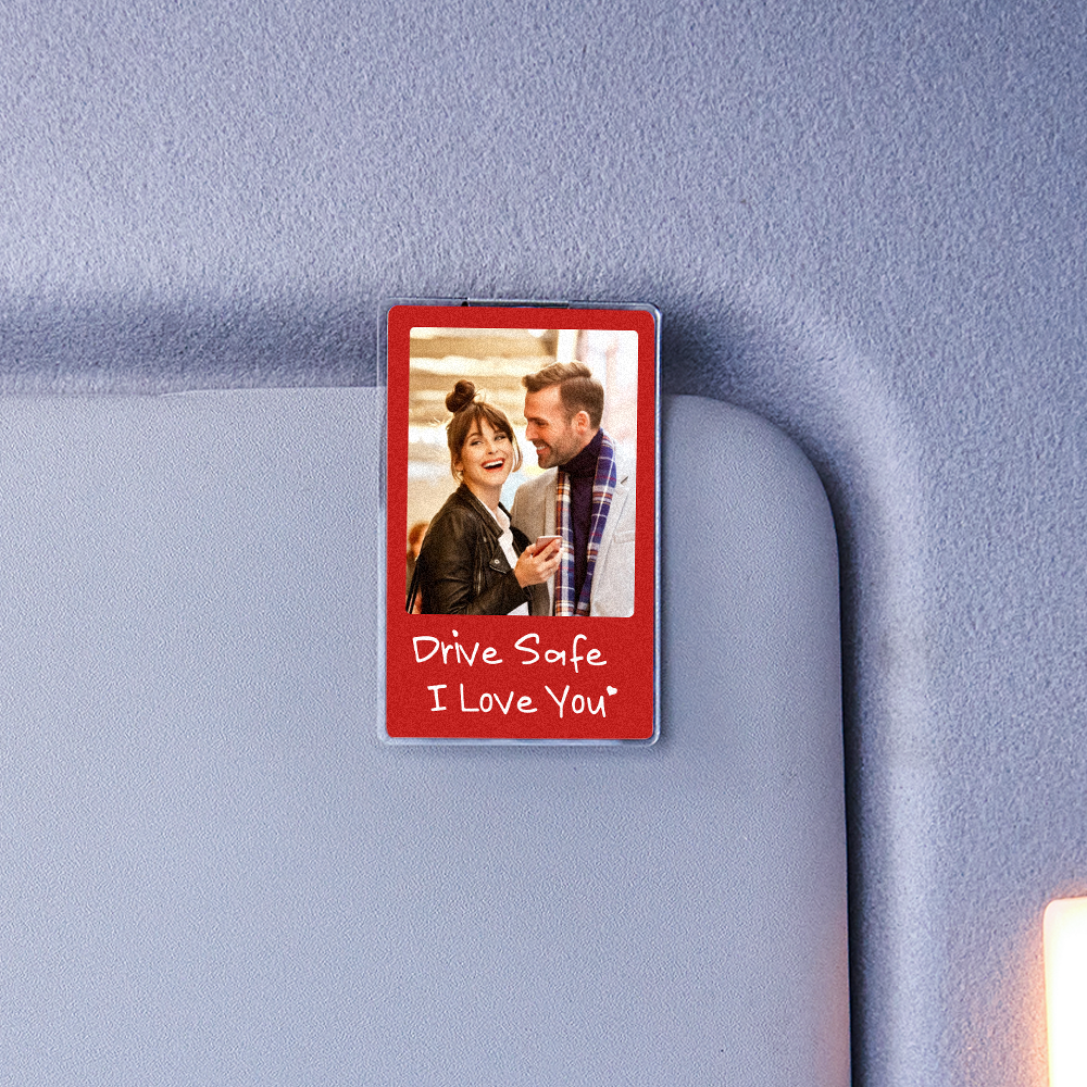 Father's Day Gifts - Drive safe I Love You - Photo Car Visor Clip, Personalized Photo Car Decoration, Polaroid Photo for Car, Gifts for dad, Presents for fathers, Gifts for your father, Gift items for dad, Gift for him - Personalized Photo Car Visor Clip - 