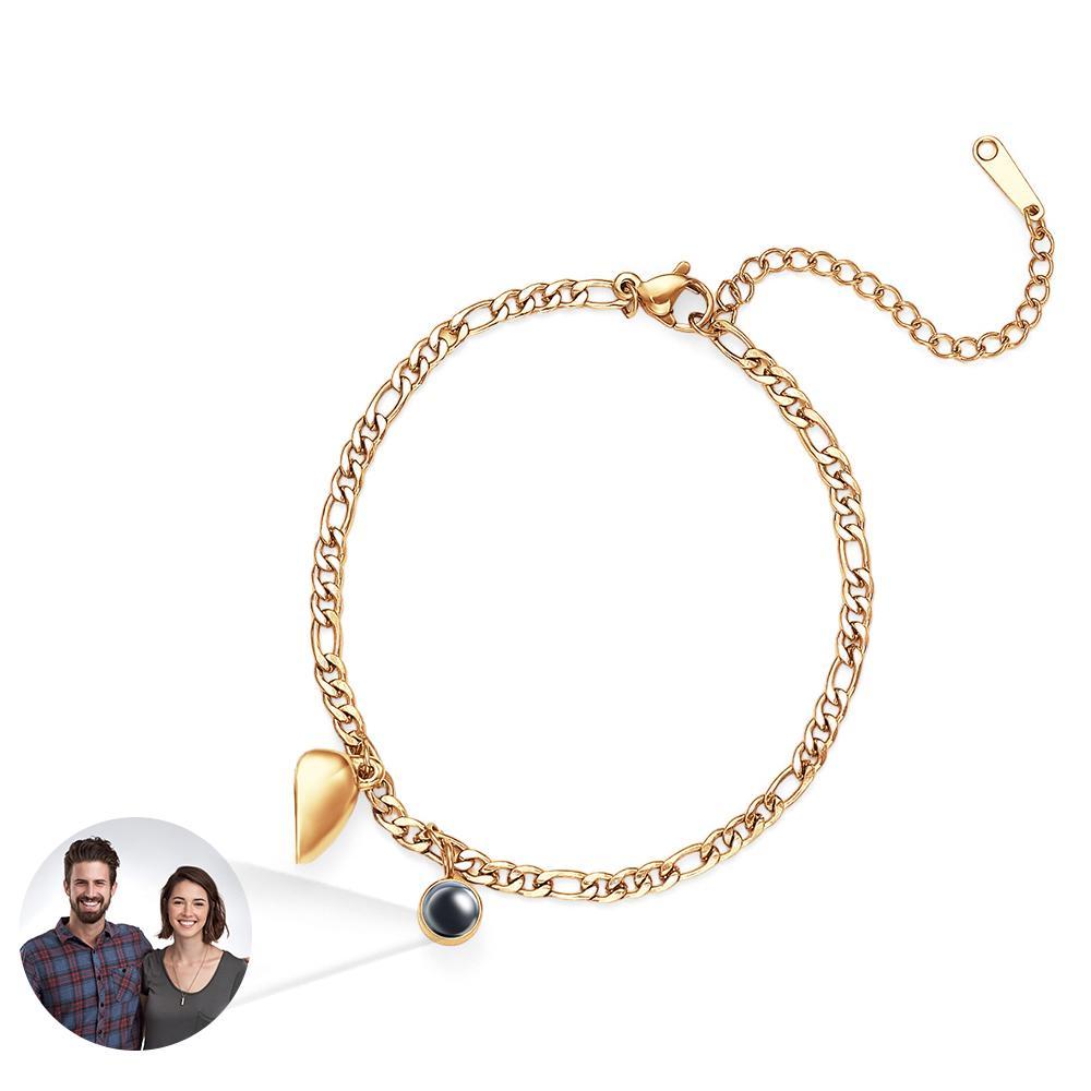Custom Projection Bracelet Couple Magnetic Heart Gift for Couple - 