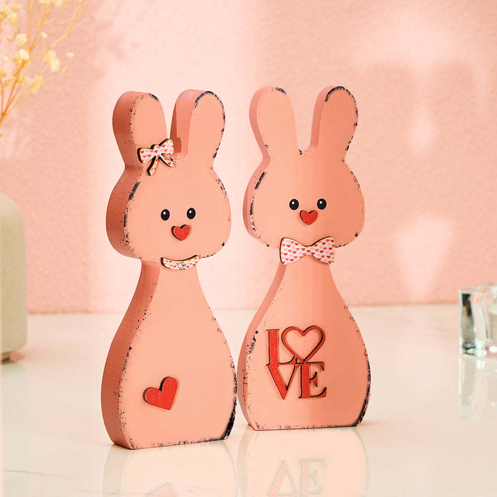 Wooden Couple Rabbit Home Decor Valentine's Day Gift for Couple - NameNecklace - myphotowallet