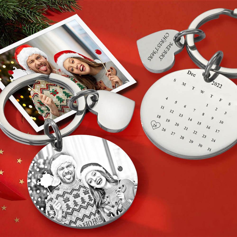 Christmas Gifts Custom Photo Engraved Calendar Keychain - Hot Sale