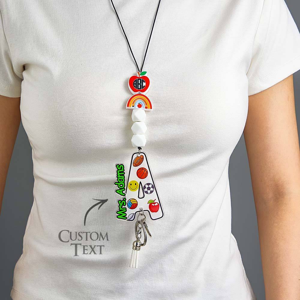 Personalized Back To School Teacher Lanyard | Custom    Theme | Handmade Gift back to schoo| cute d holder | Gift for teacher | Teacher Appreciation