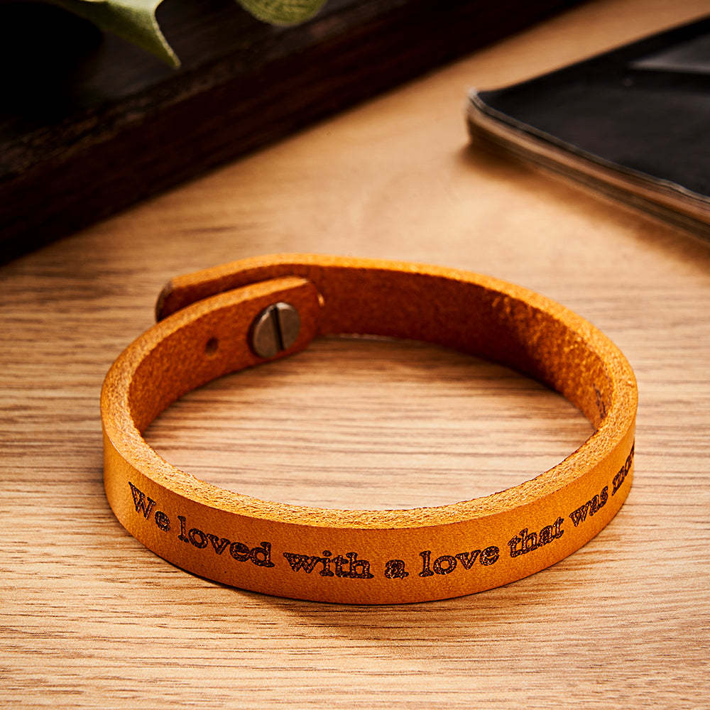 Engravable Retro Leather Bracelet Unique Style Men's Bracelet - Myphotowallet