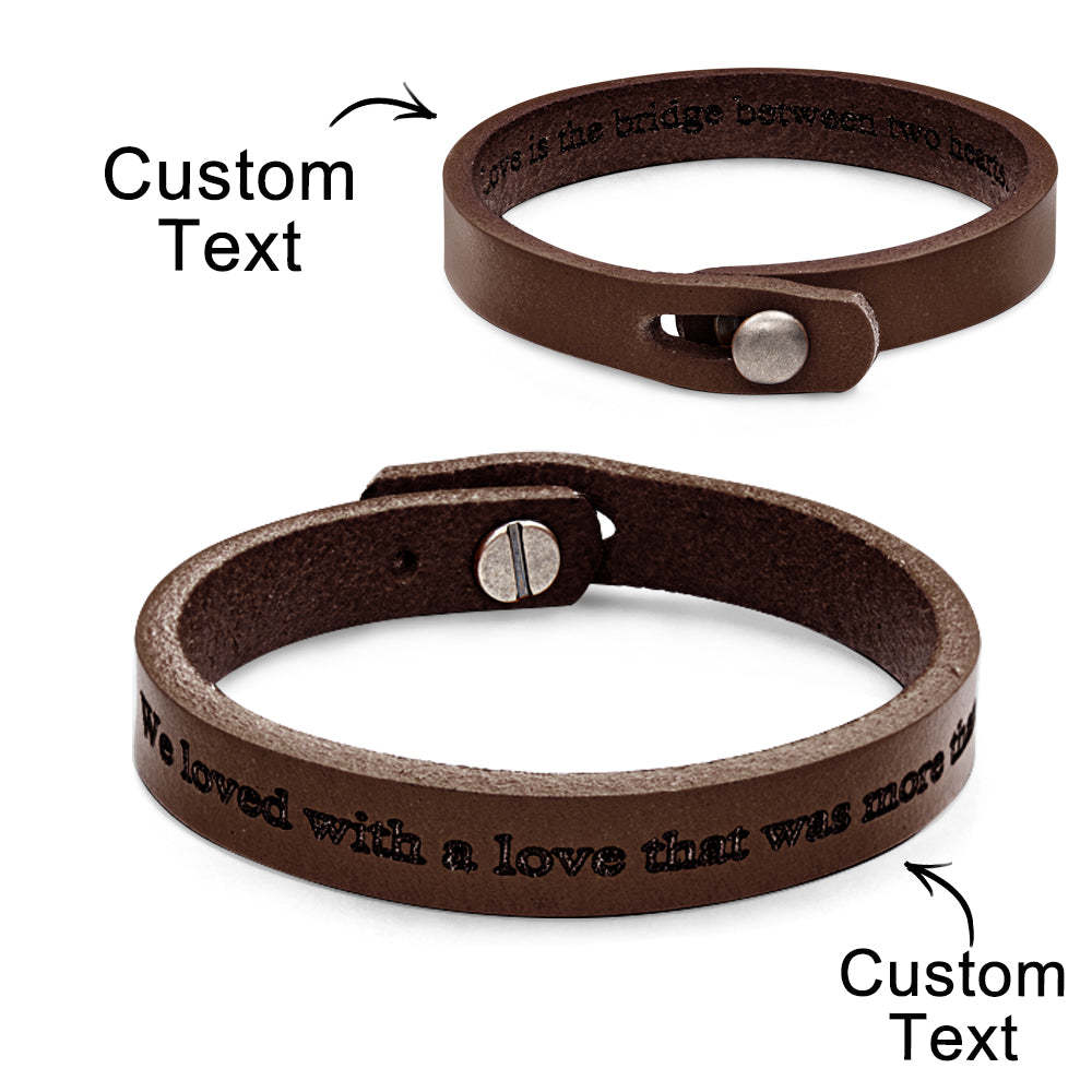 Engravable Retro Leather Bracelet Unique Style Men's Bracelet - Myphotowallet