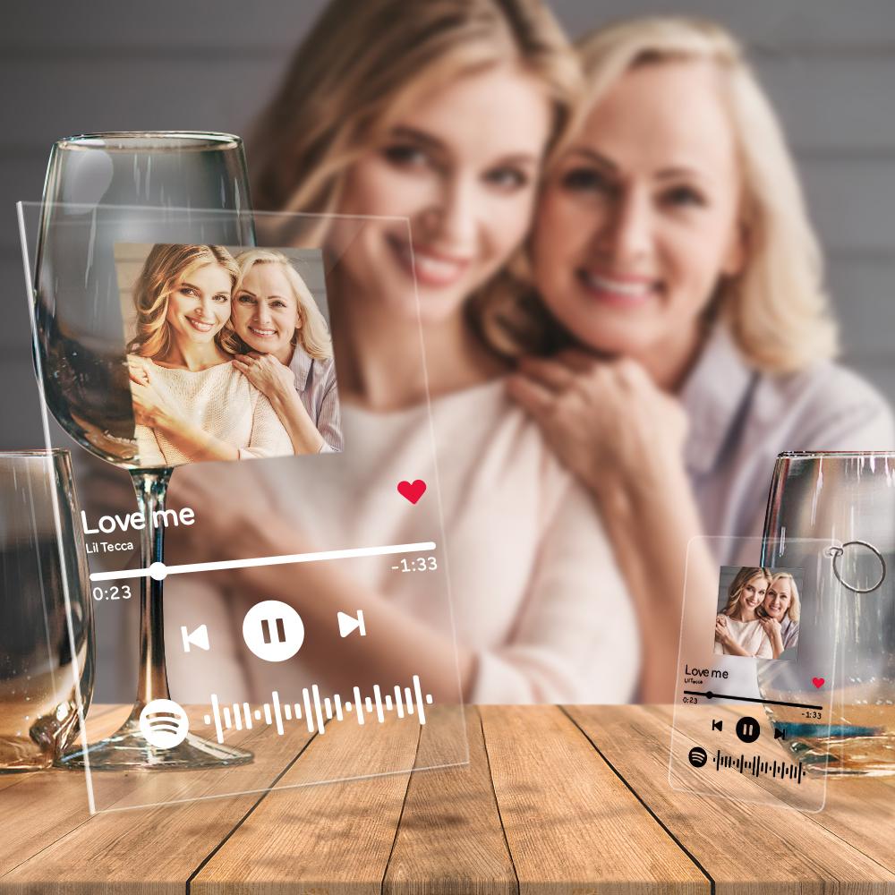 Custom Spotify Code Acrylic Decorative Plaque and Keychain Set For Mom Gift For Her