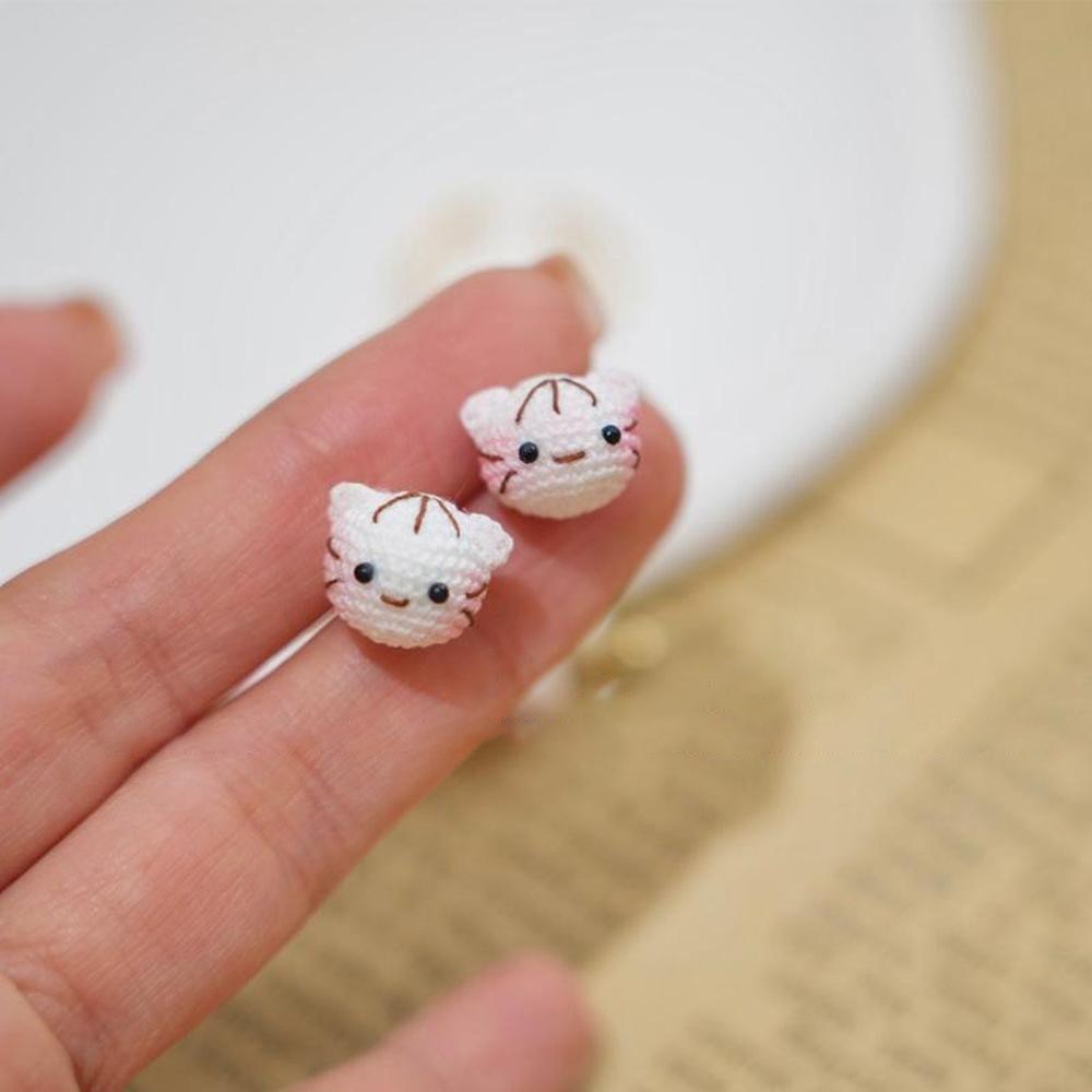 Handmade Crochet Cat and Fish Jewelry Earrings, Bracelet, Ring Unique Indie Lace Accessories