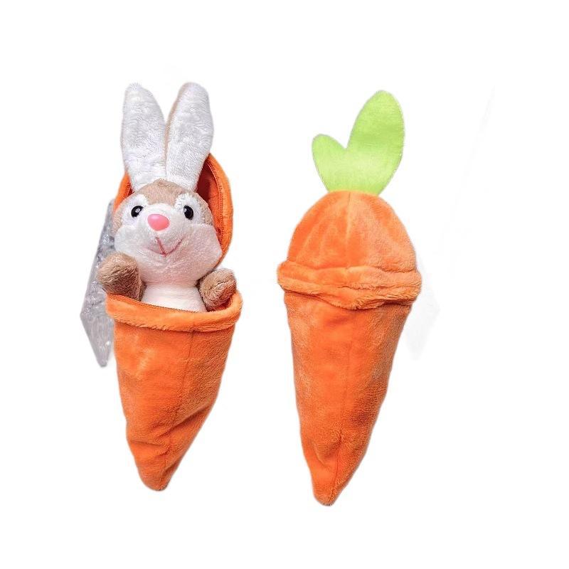 Plush Carrot Transforms into A Bunny Keychain Pendant Creative Coin Purse Small Gift Doll Pendant	 - myphotowallet