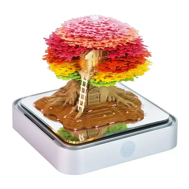 3D Paper Sculpture Desk Calendar with LED Light – Interactive Art Memo Pad