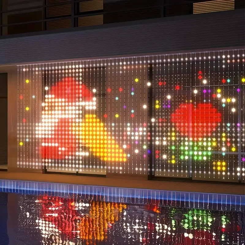 Smart Christmas LED Curtain Lights – App Controlled Programmable Pattern & DIY Text Fairy Lights for Holiday Window & Wall Decor