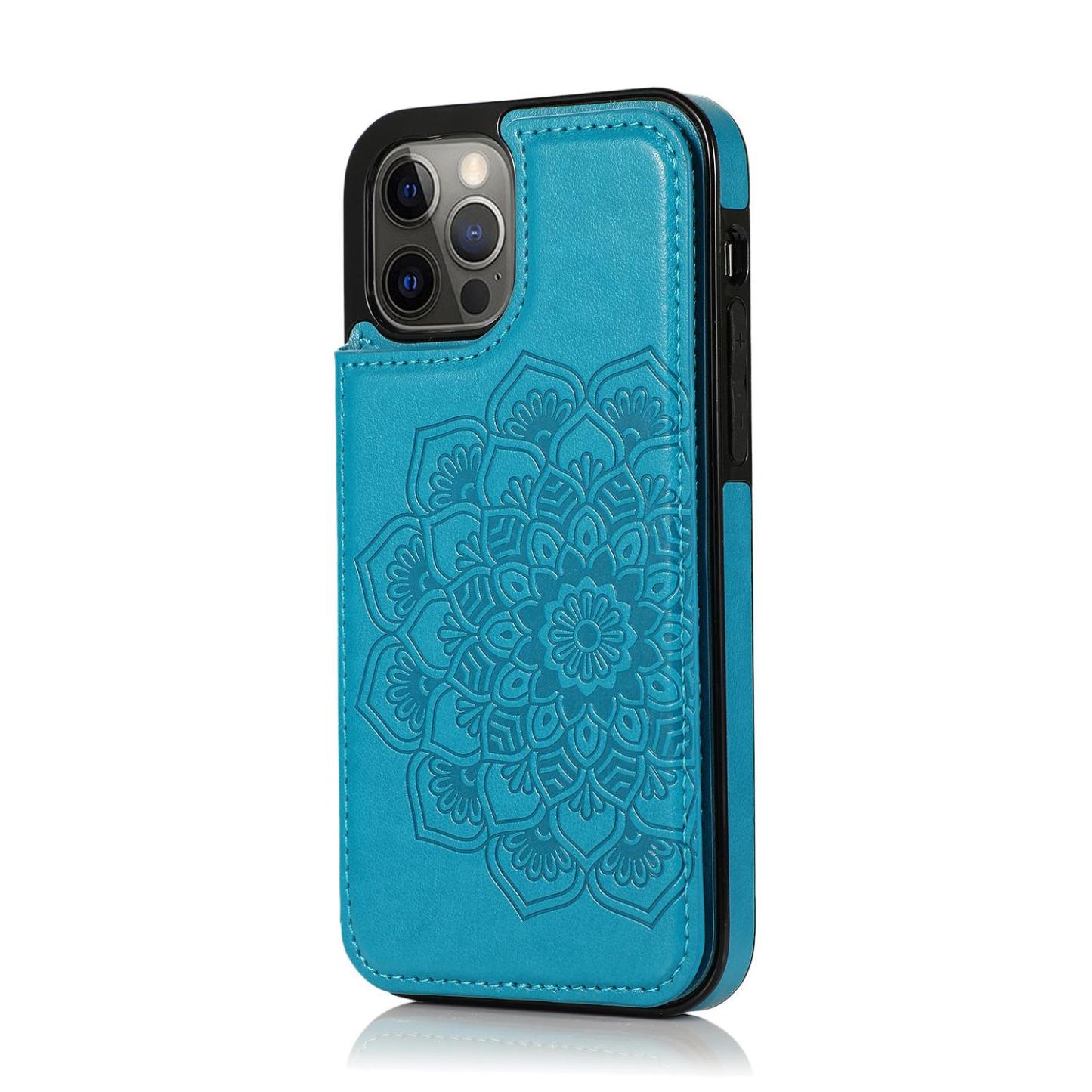 Suitable for iPhone16 Apple 15ProMax double buckle mandala embossed mobile phone case Samsung S24Ultra leather case - myphotowallet