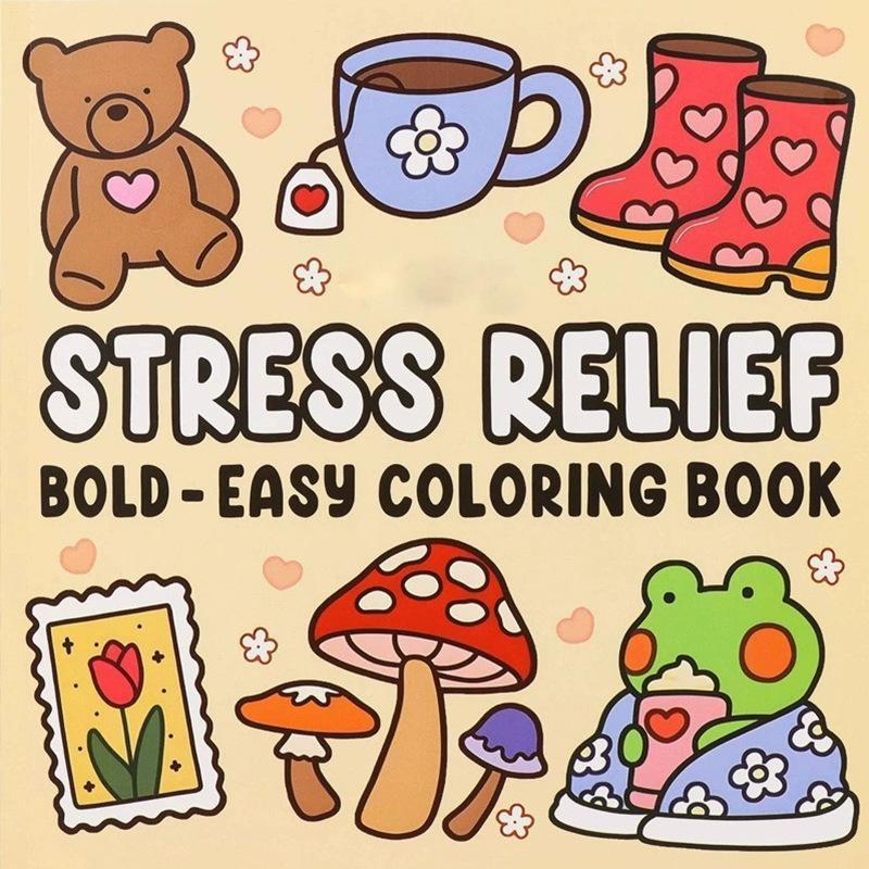 Cute & Comfy Coloring Book for Adults & Teens – 48 Pages Bold & Easy Cozy Lifestyle Line Art for Stress Relief & Relaxation