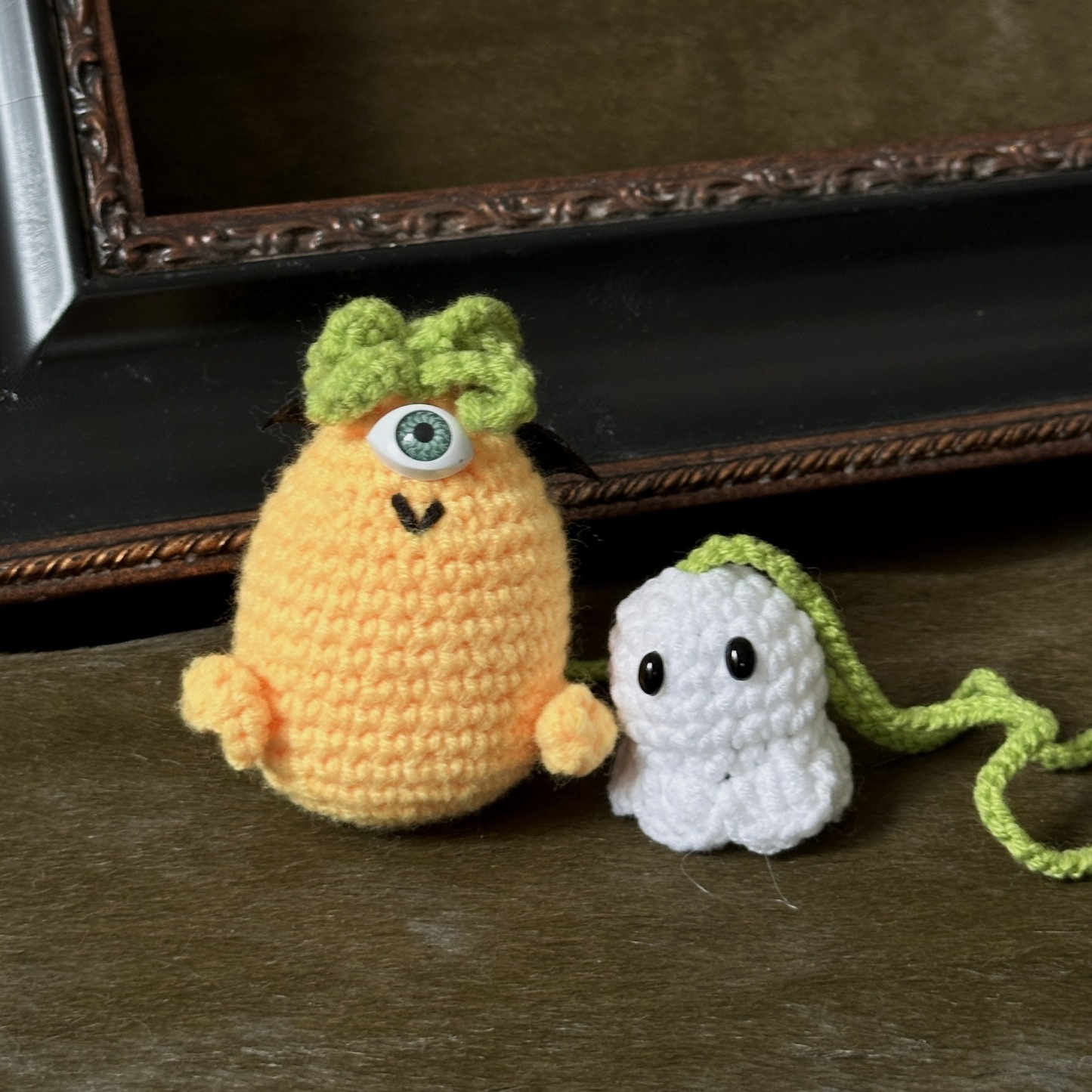 Original Crochet Pumpkin Ghost Ornament - Soft Car Accessory, Creative Auto Gift