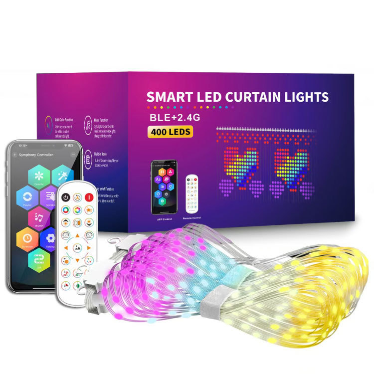 Smart Christmas LED Curtain Lights – App Controlled Programmable Pattern & DIY Text Fairy Lights for Holiday Window & Wall Decor