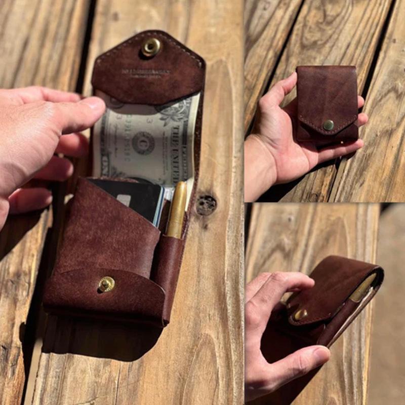 Retro Mini Coin Purse Creative Magnetic Men's Wallet Winter Popular Fashion Solid Color Multi-Function Storage Card Holder - myphotowallet