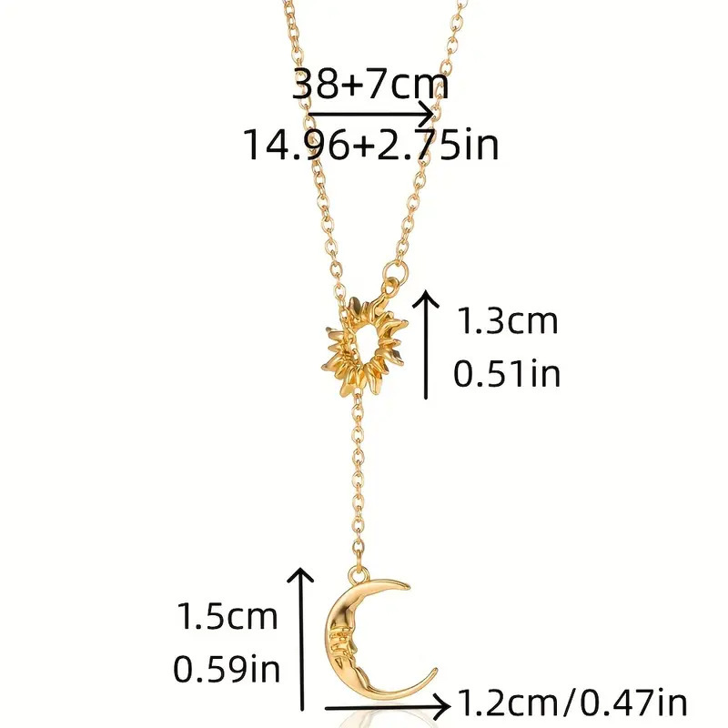 Sun & Moon Y Gold Necklace