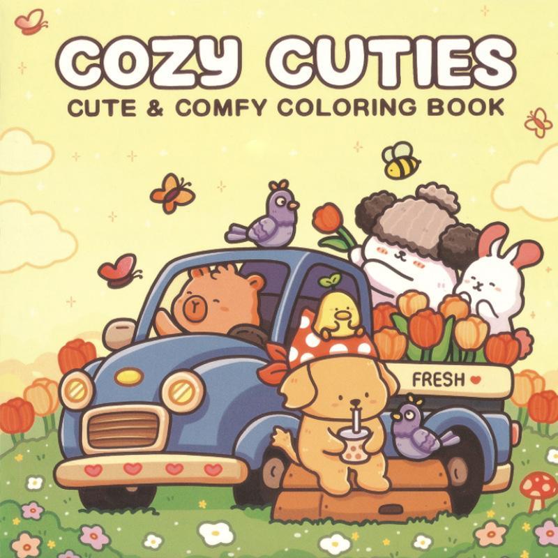 Cute & Comfy Coloring Book for Adults & Teens – 48 Pages Bold & Easy Cozy Lifestyle Line Art for Stress Relief & Relaxation