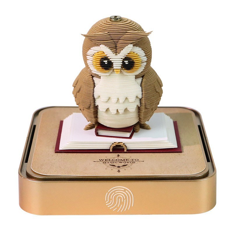 3D Paper Sculpture Desk Calendar with LED Light – Interactive Tear-Away Memo Pad, Time Piece 3D Art Ornament & Premium Gift