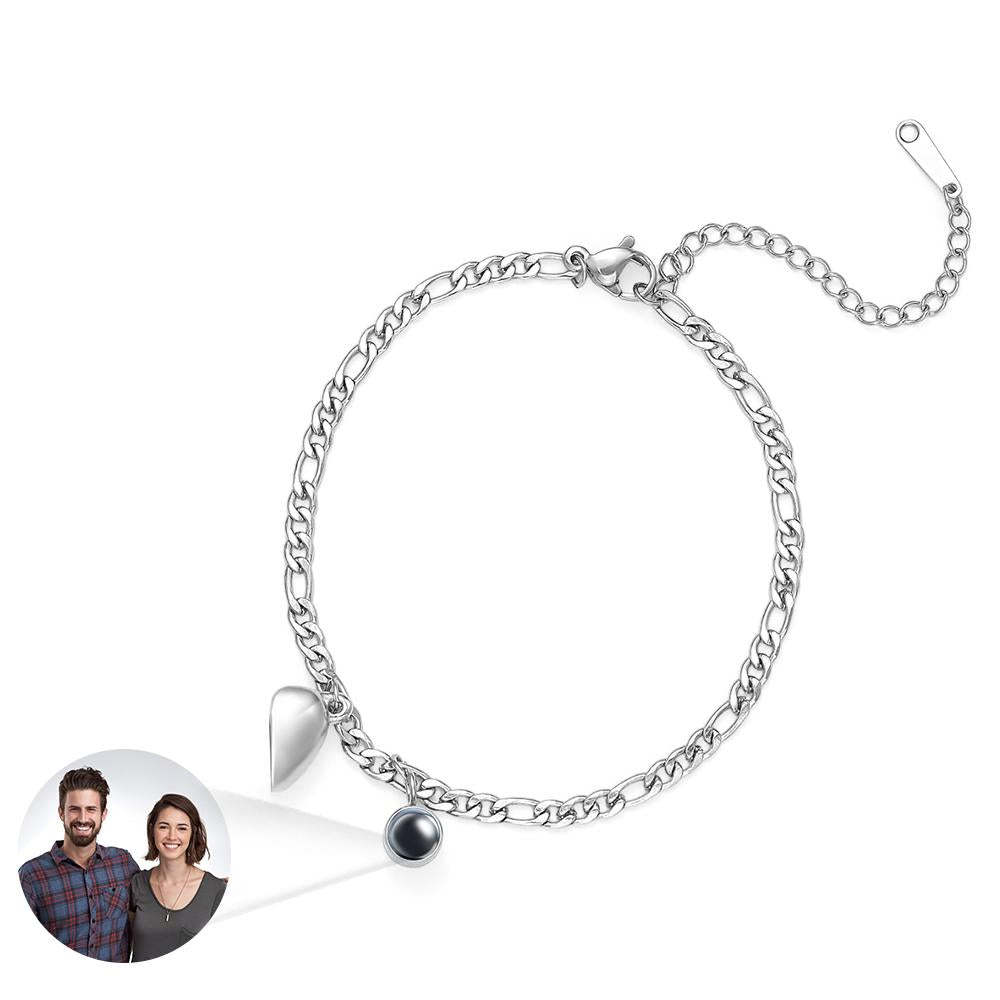 Custom Projection Bracelet Couple Magnetic Heart Gift for Couple - 